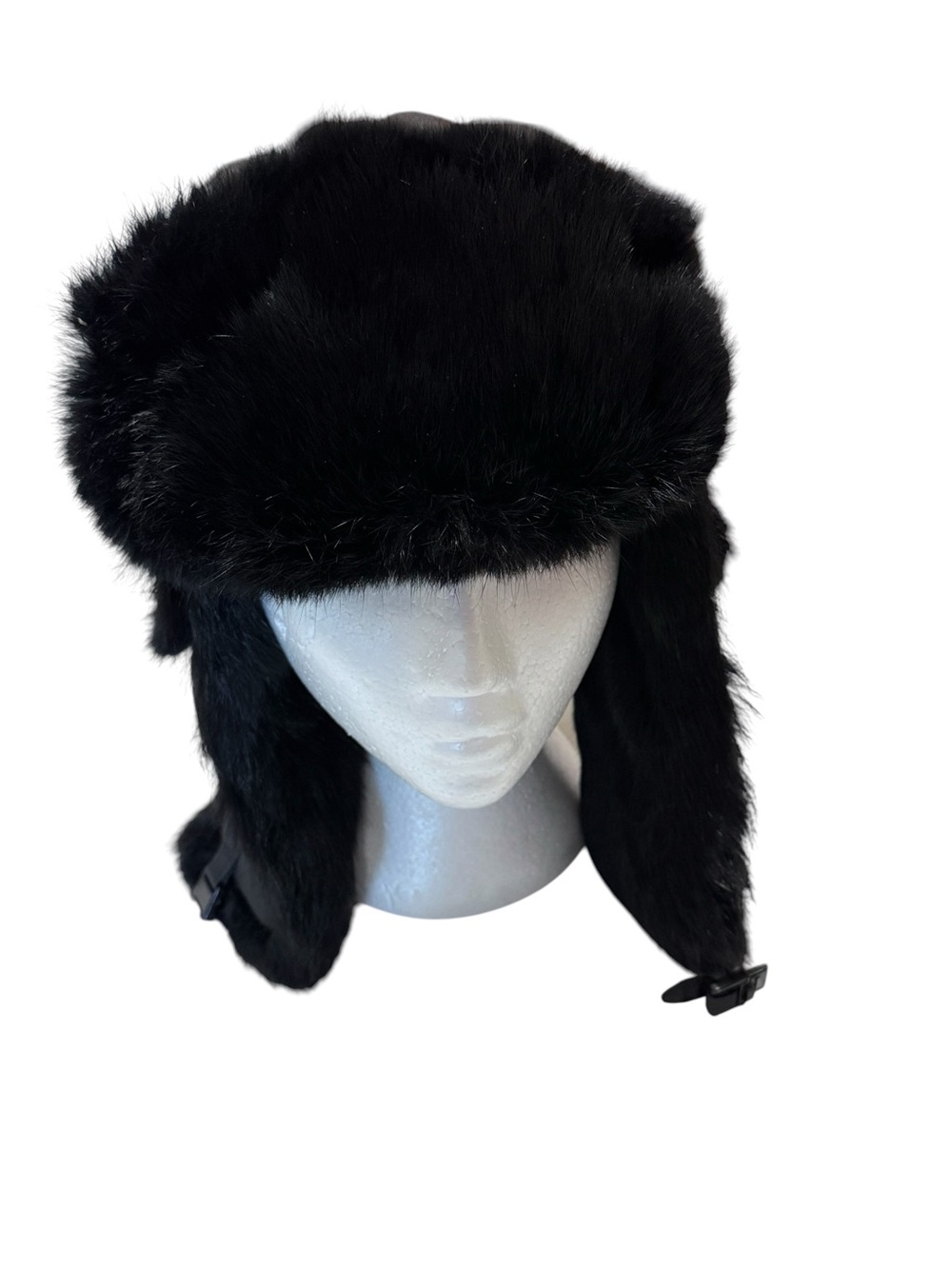 Mad Bomber Black Aviator Pilot Bomber Hat with Fur Trapper Hunting Cap